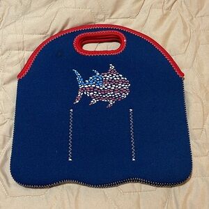 Southern Tide six pack bottle bag caddy navy blue with skipjack logo used once!!